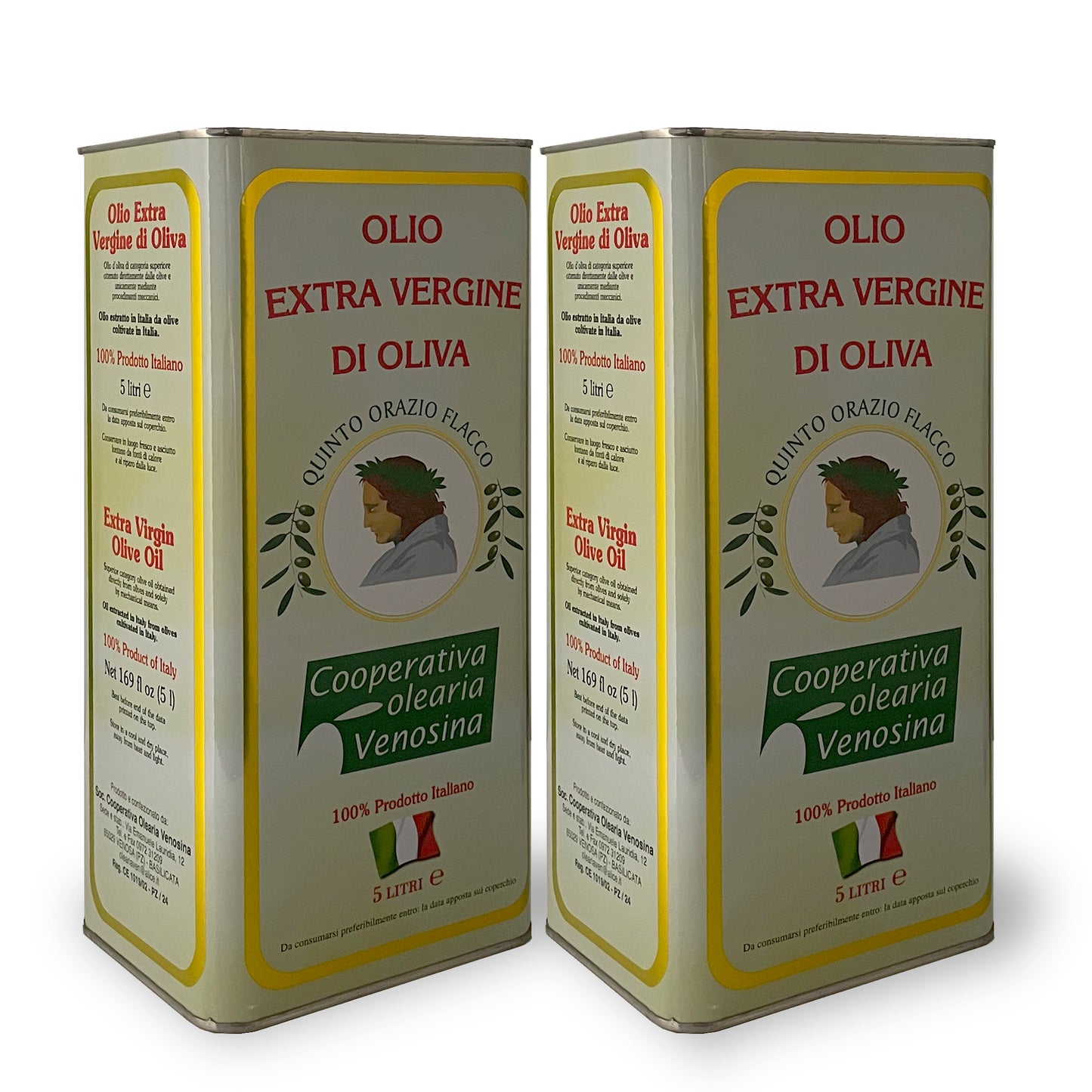 Olio Extra Vergine di Oliva in Lattina da 5 Litri n. 2 - 100% italiano - Frantoio di Venosa